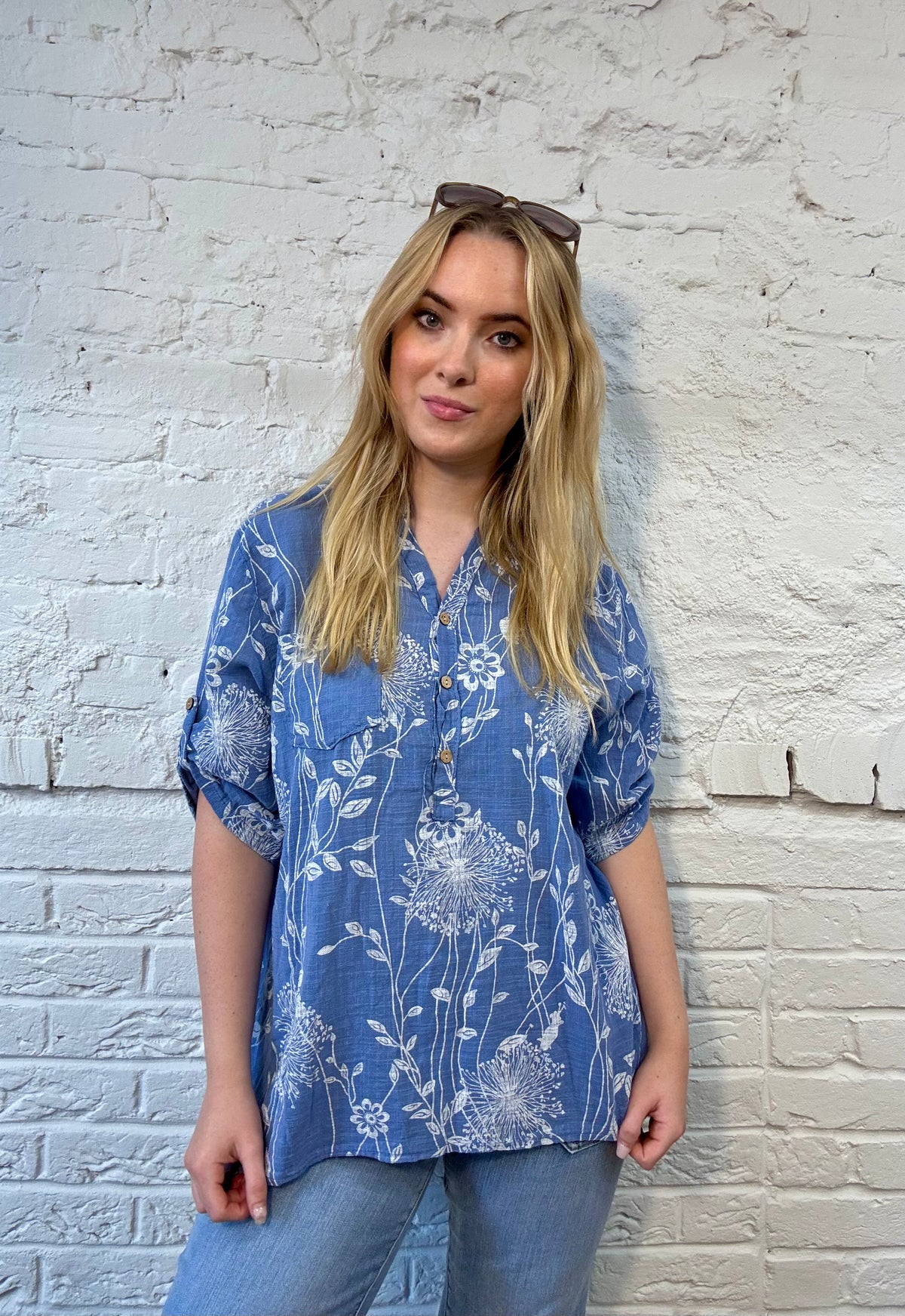 Dandelion Dream Roll-Sleeve Top