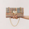 Woven Straw Shoulder Bag with Gold Chain