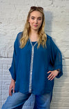 Sequin Trim Silk Top