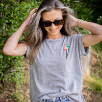 Acid Wash Grey T Shirt with Embroidered Bolt