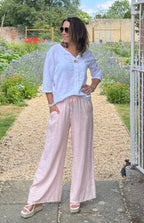 Pantalones anchos a rayas