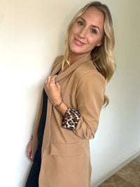 Leopard Trim Cuff Blazer