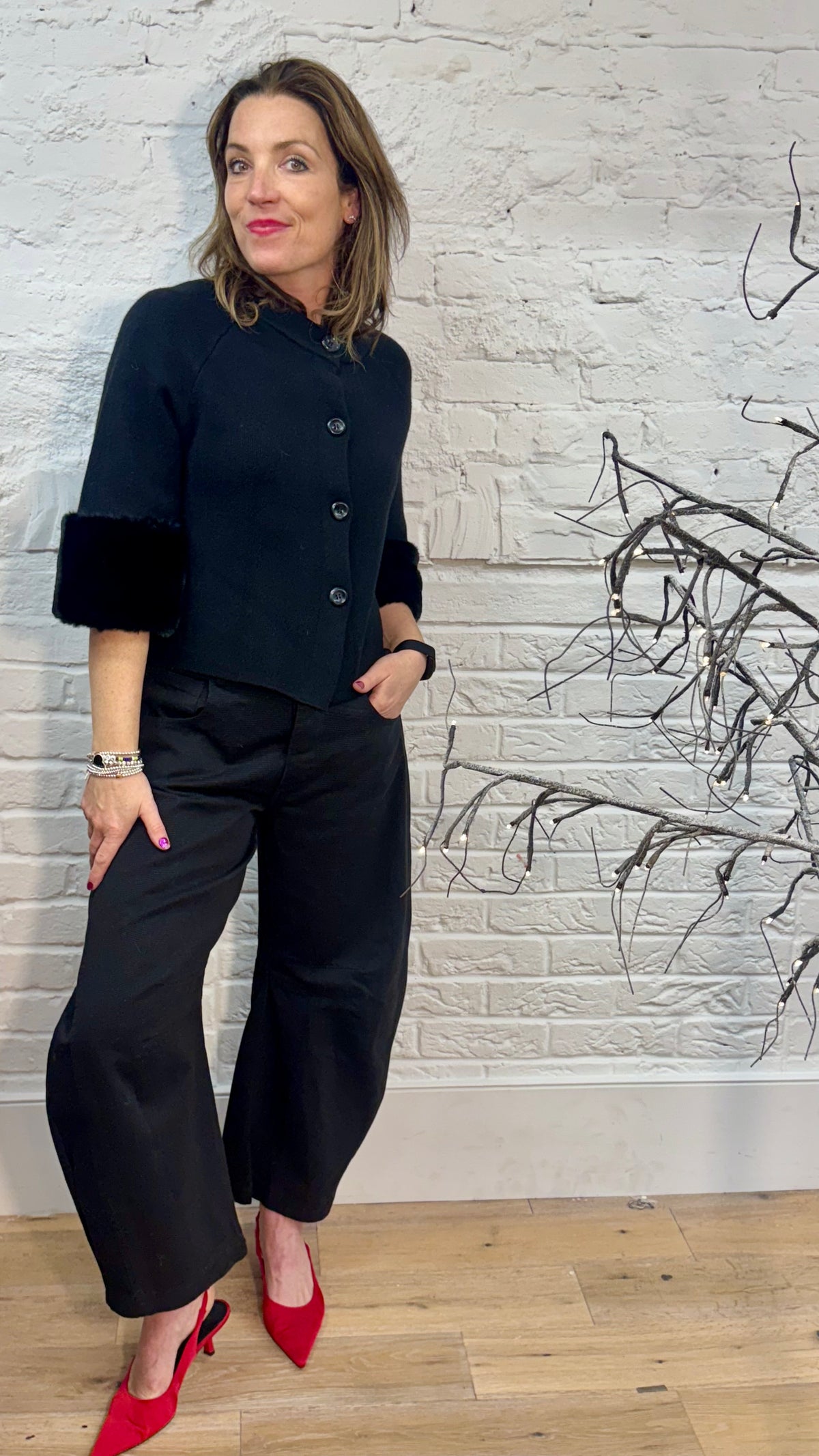 Fur-Cuff Dreams Cardigan