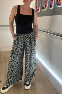 Animal Print Wide Leg Trousers