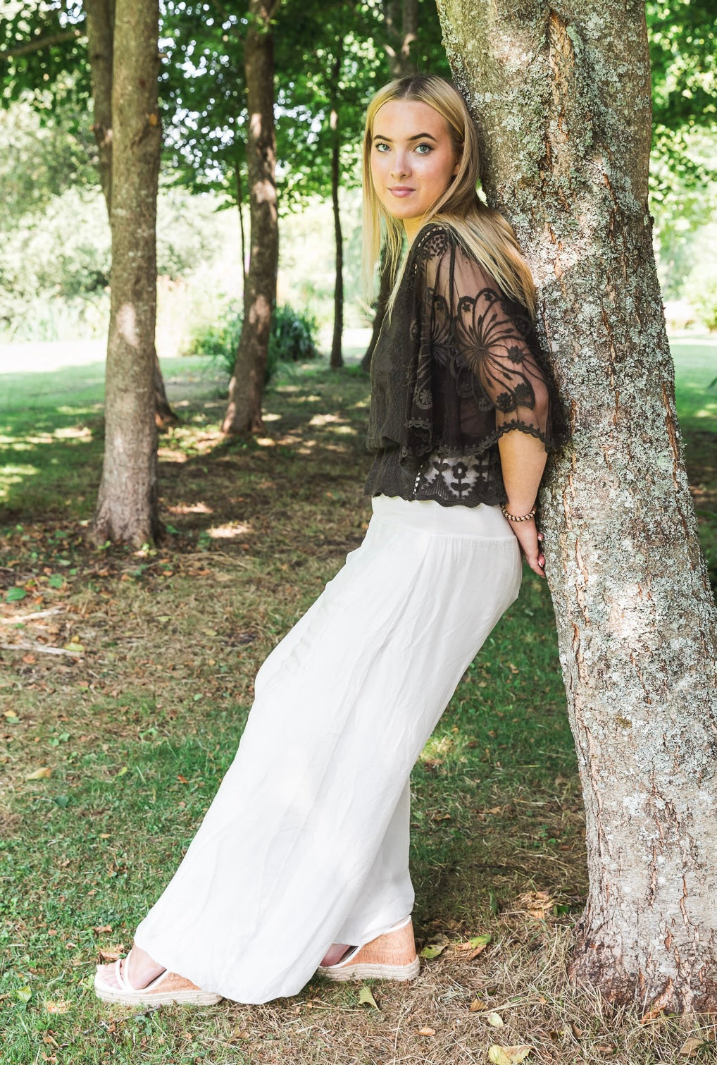 Embroidered Angel Sleeve Top