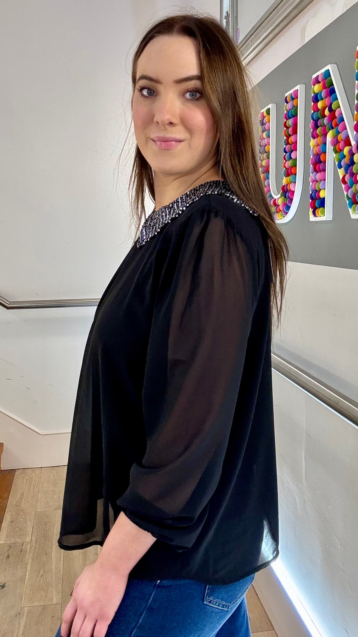 Sadah Shimmer Collar Blouse