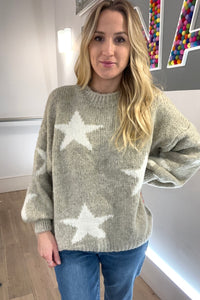 Chunky Contrast Star Jumper