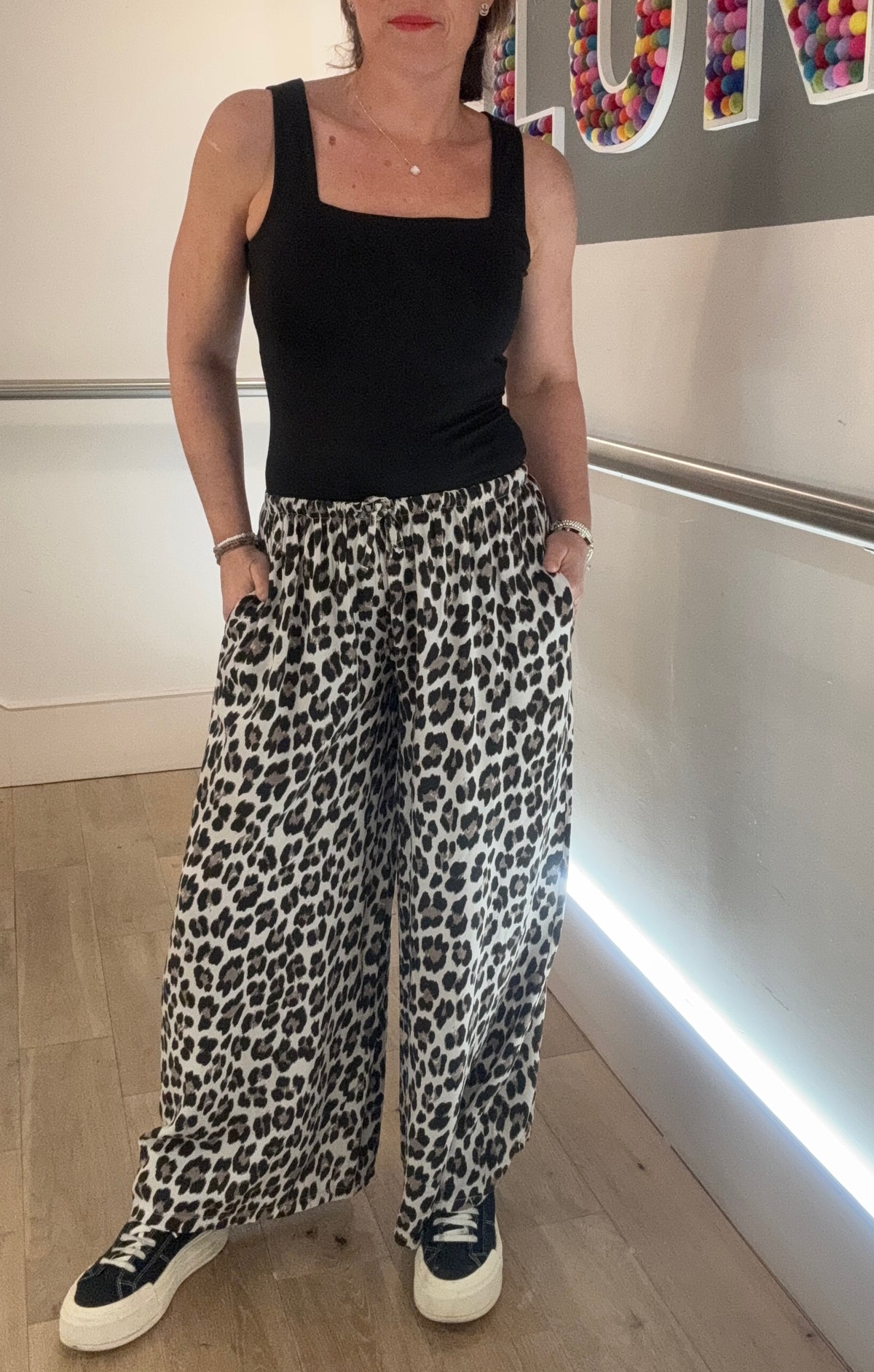 Animal Print Wide Leg Trousers