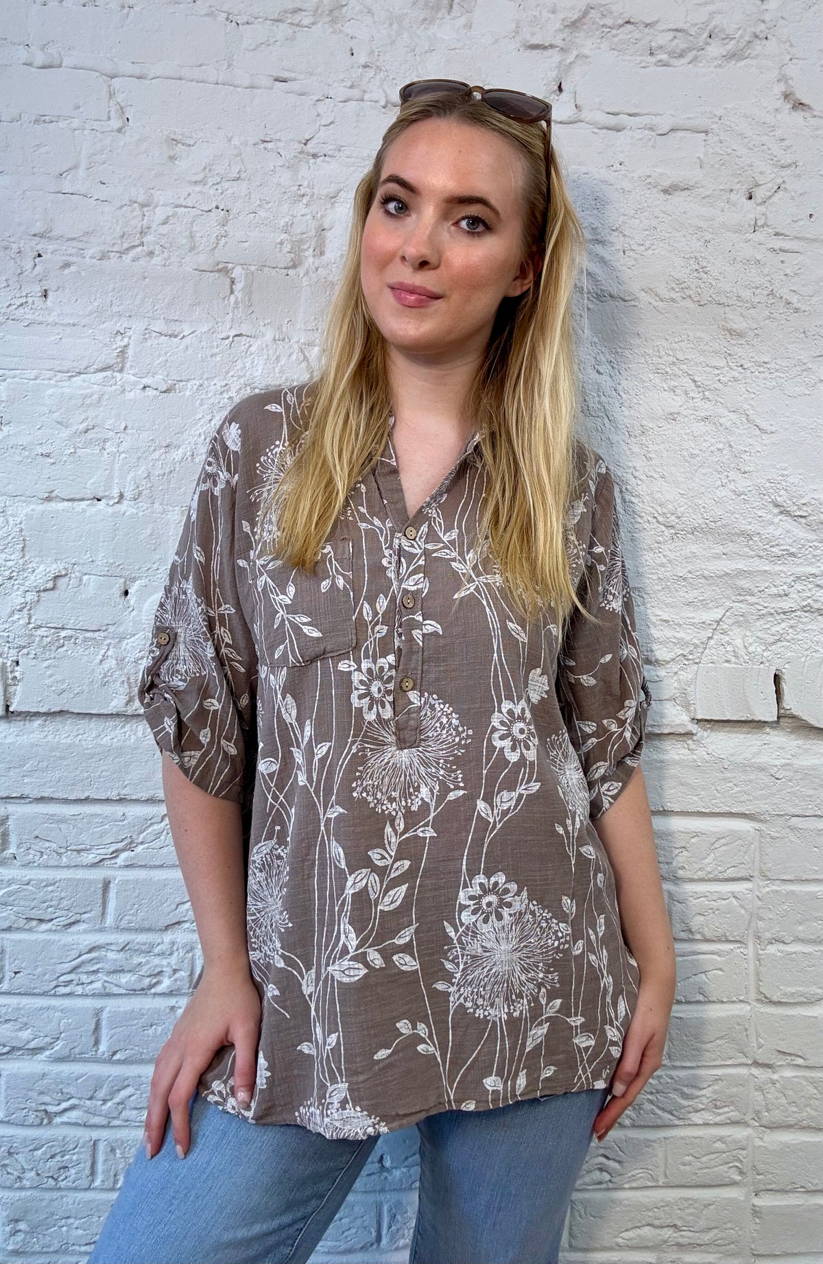 Dandelion Dream Roll-Sleeve Top