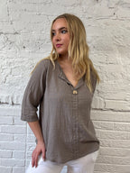 Front Button Detail Cotton Top