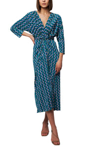 Twist Wrap Midi Dress Long Sleeve