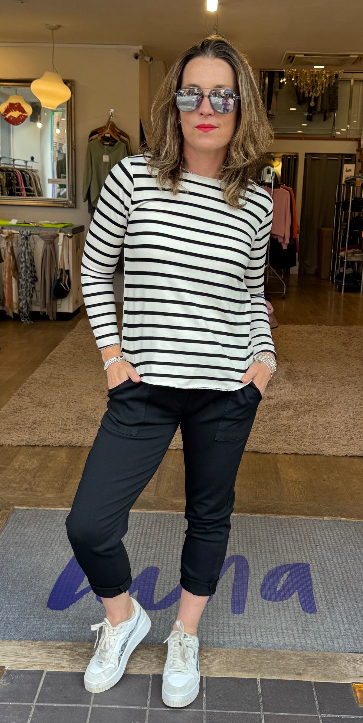 Striped Long Sleeve Cotton Tee