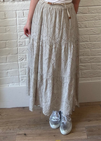 Broderie Tiered Maxi Skirt with Belt