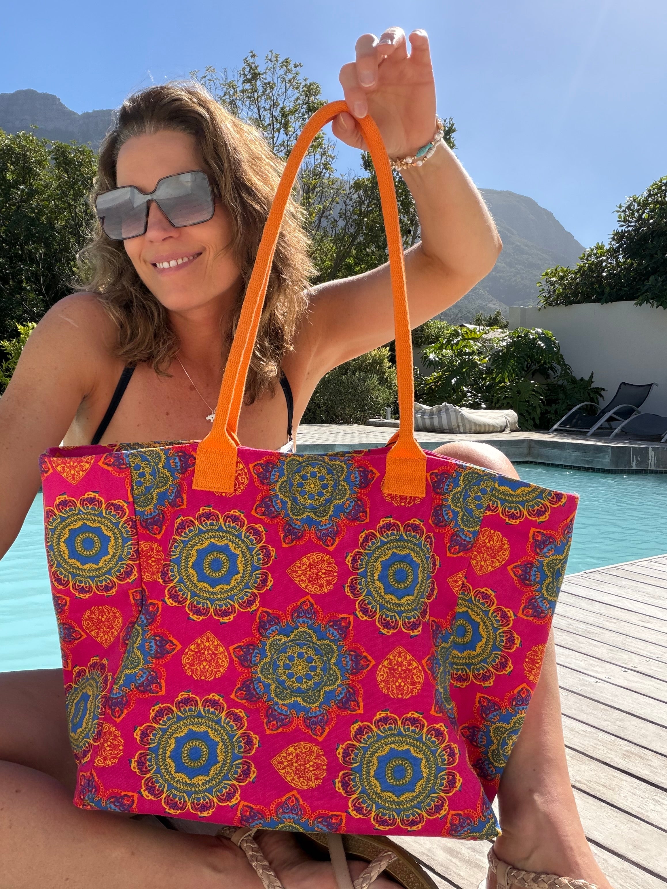 The Arya Mandala Print Beach Bag
