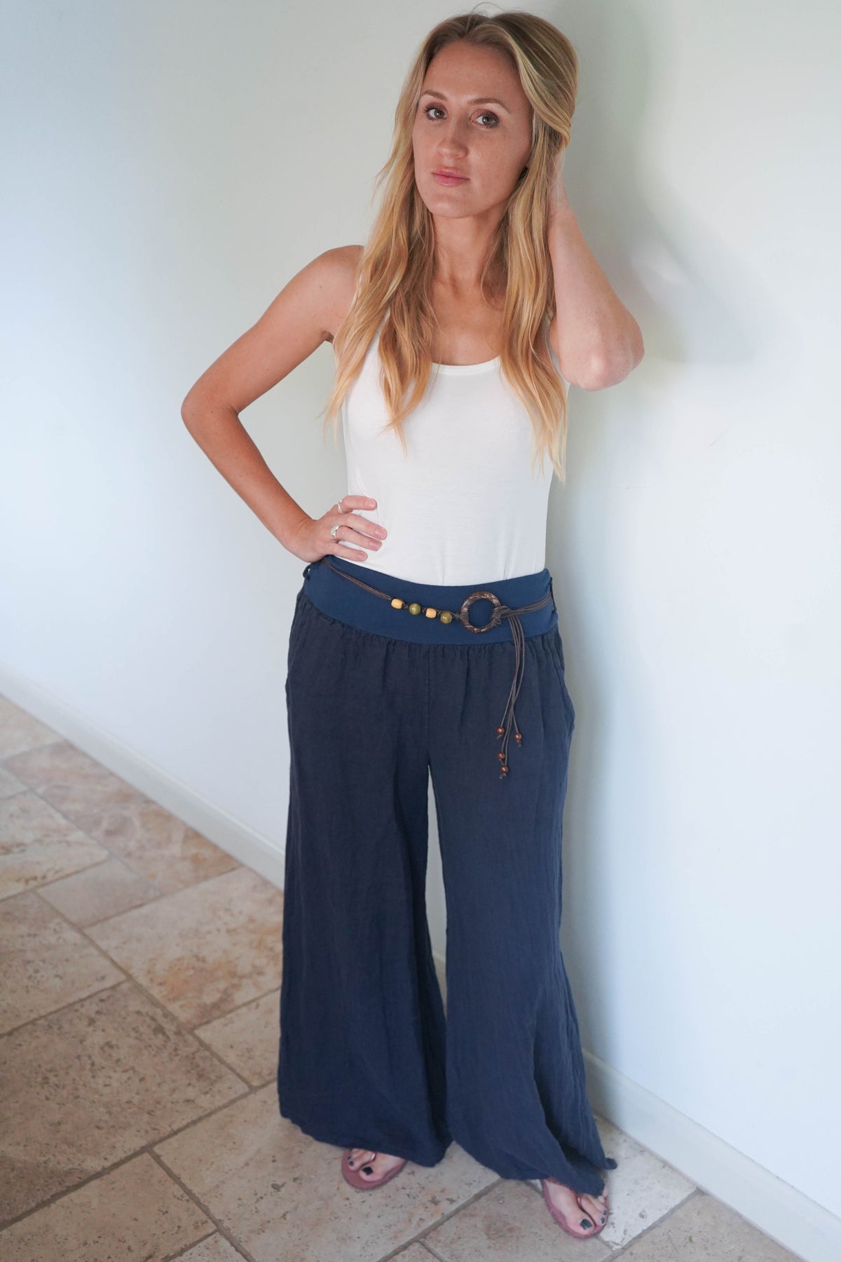 Belted Linen Trousers