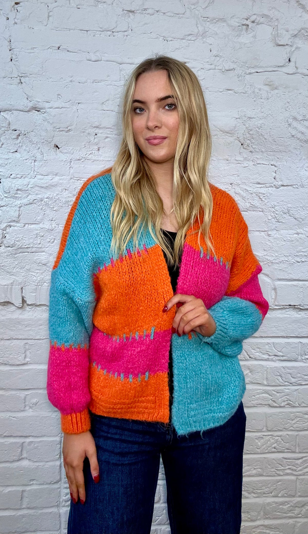 Patchwork Knit Cardigan