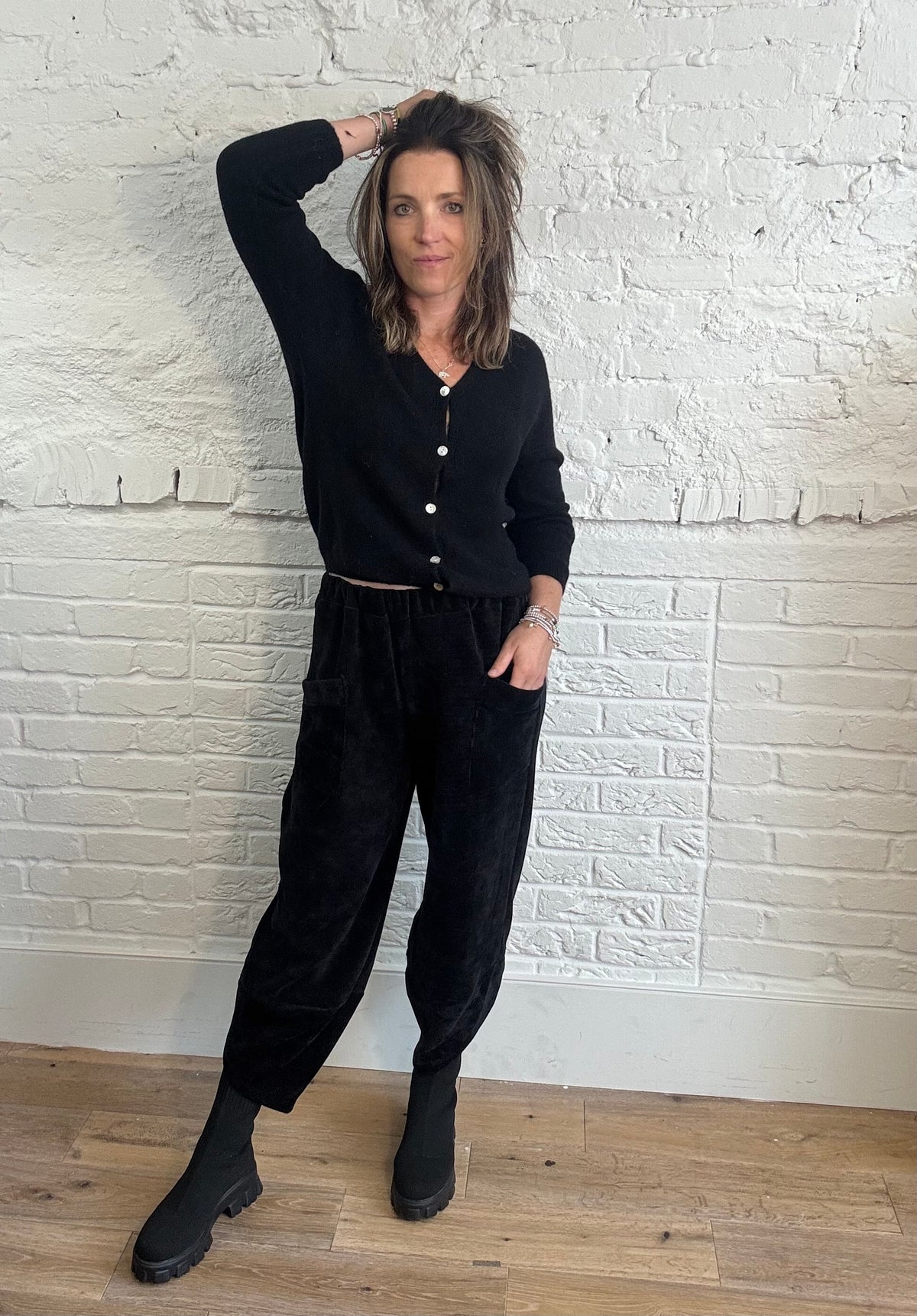 Chenille Barrel Leg Trousers