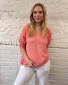 Cotton & Linen Mix Shirred Sleeve Top