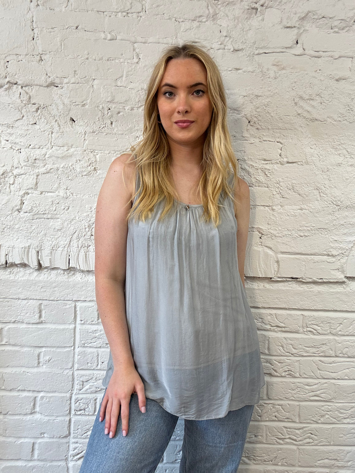 Silk Vest Top with Silver Heart Charm