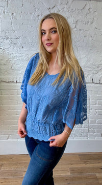 Embroidered Angel Sleeve Top