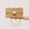 Woven Straw Shoulder Bag with Gold Chain