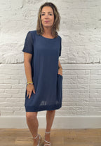 Fiorella Crochet-Trim Pocket Dress