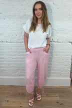 Cotton & Linen Mix Barrel Leg Trousers