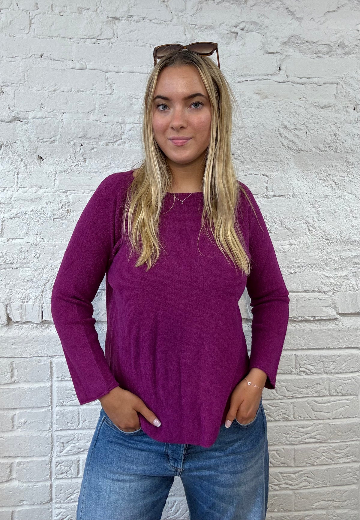 Phoebe Curved Hem Round Neck