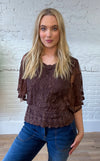Embroidered Angel Sleeve Top