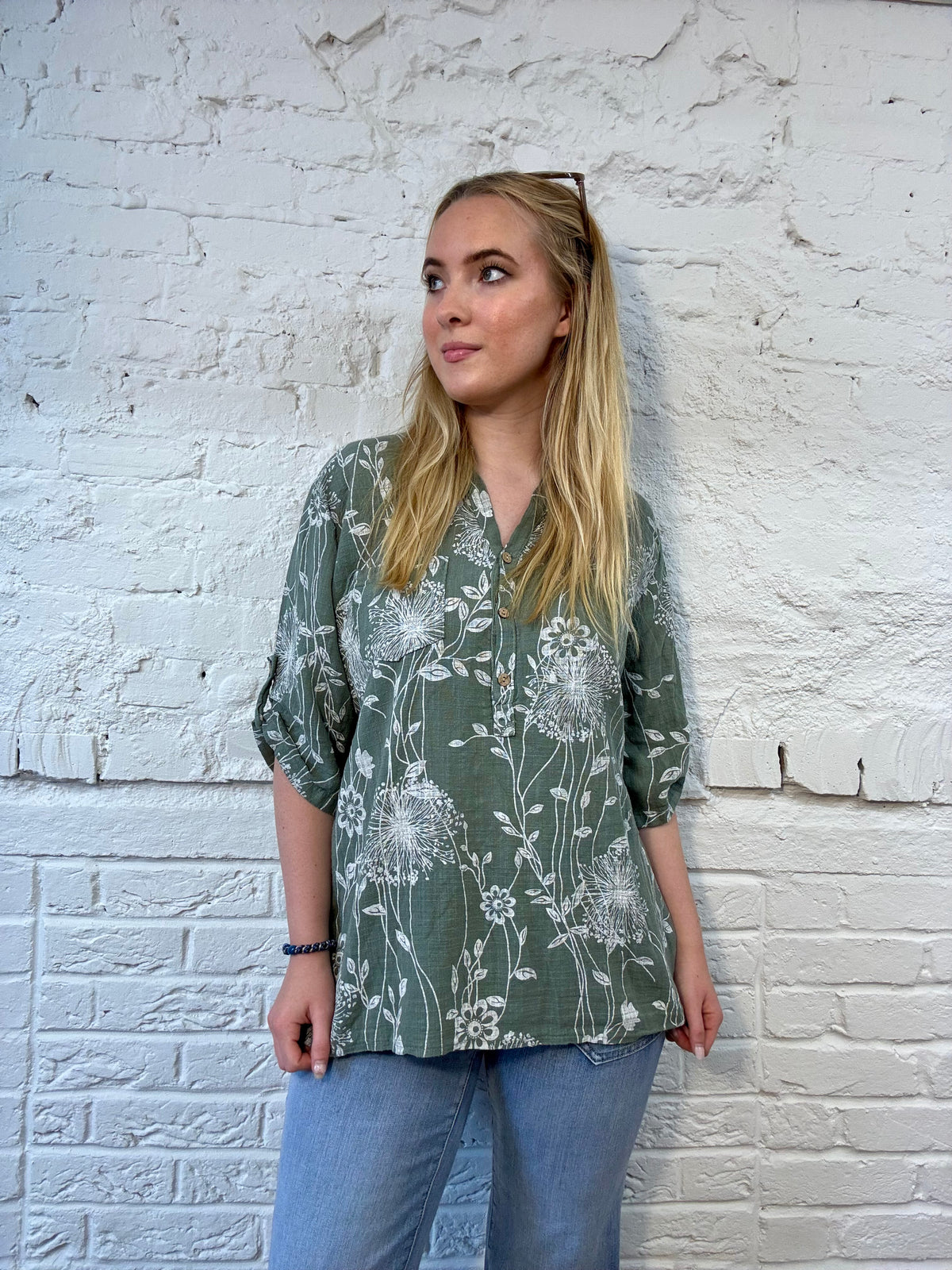 Dandelion Dream Roll-Sleeve Top