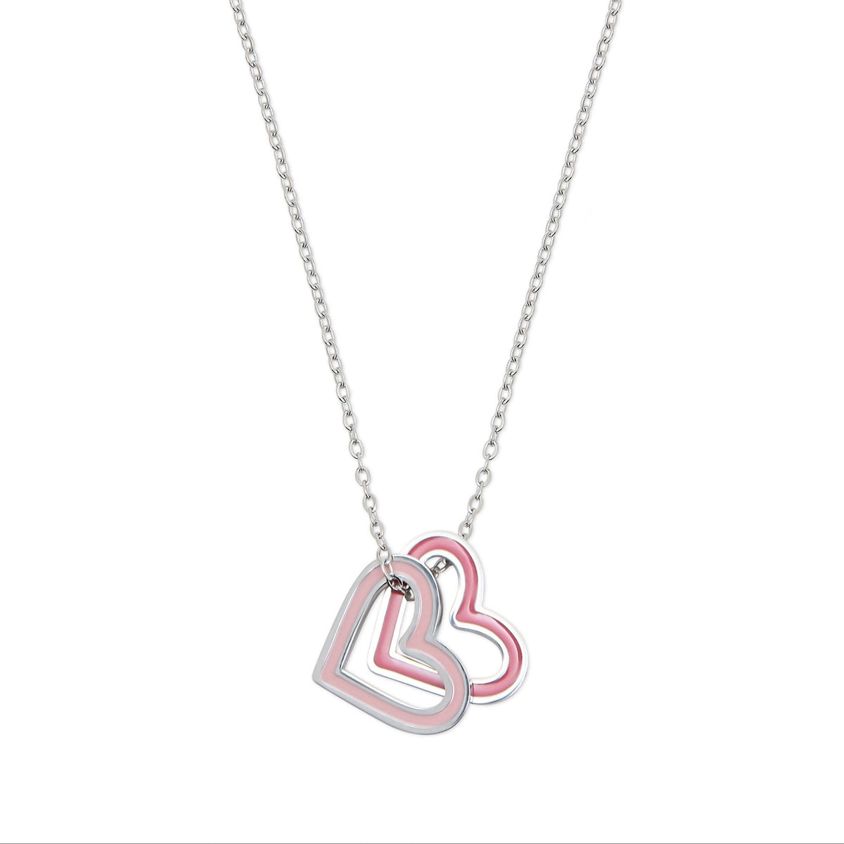 Silver Double Heart Charm Necklace