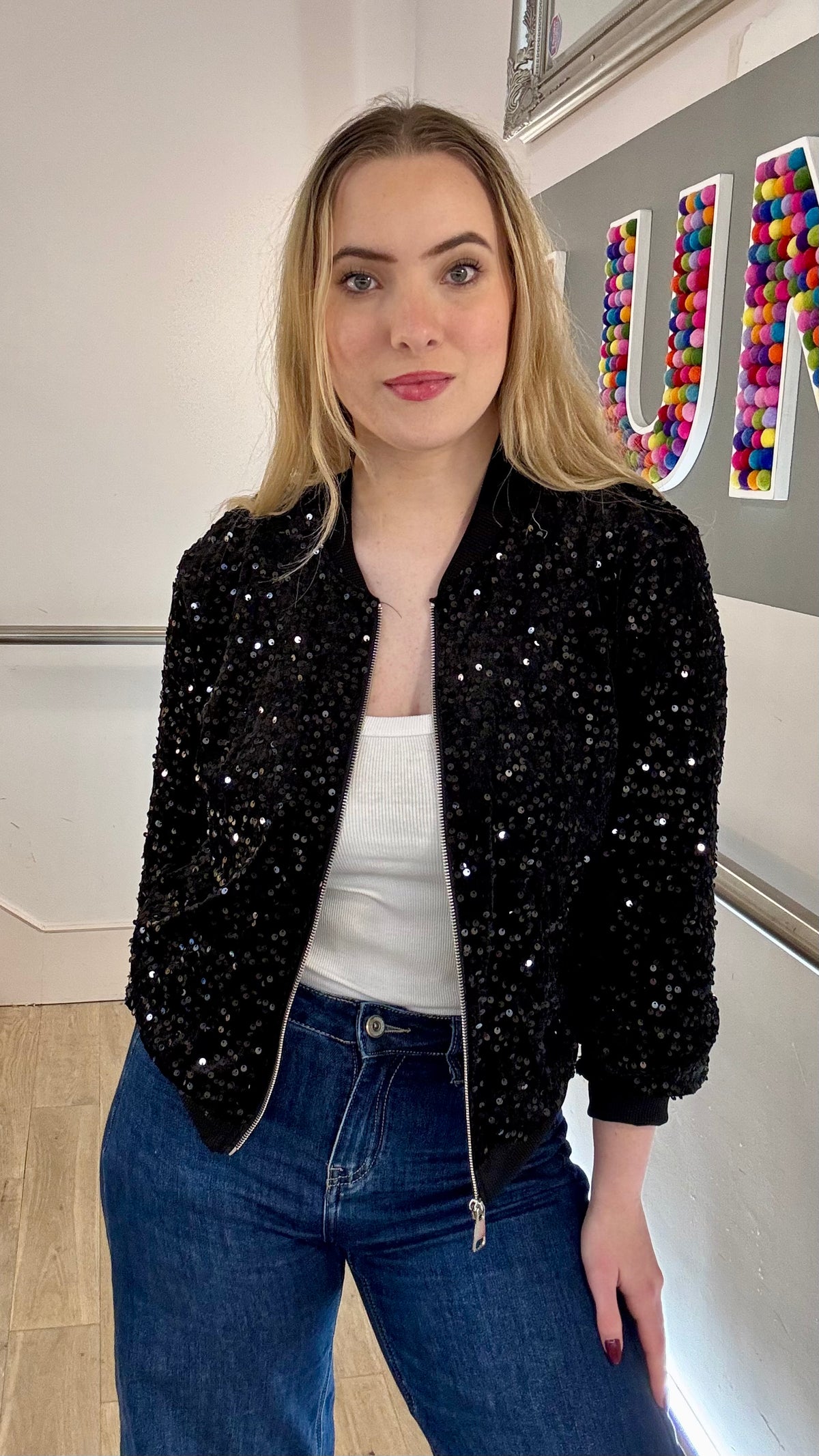The Willa Sequin Bomber Jacket
