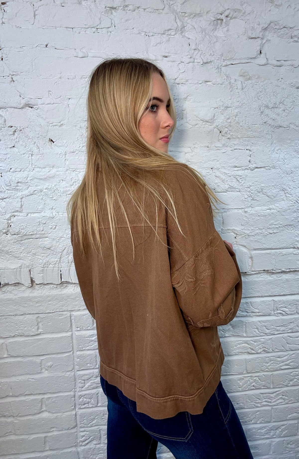 Appliqué Floral Denim Jacket