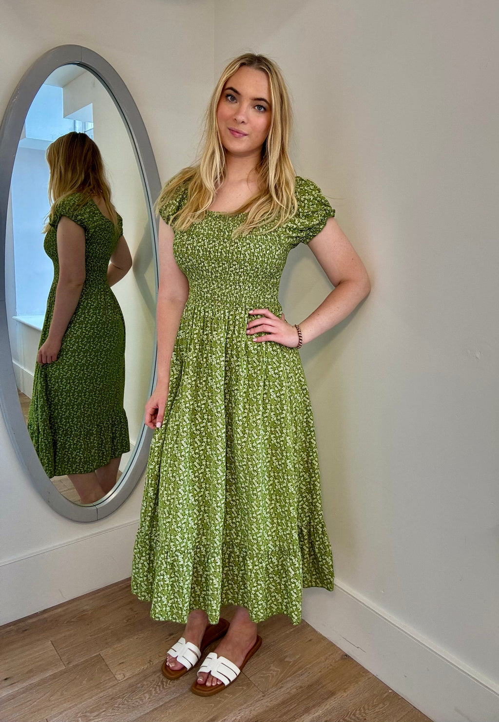 Ditsy Floral Smocked Maxi Dress
