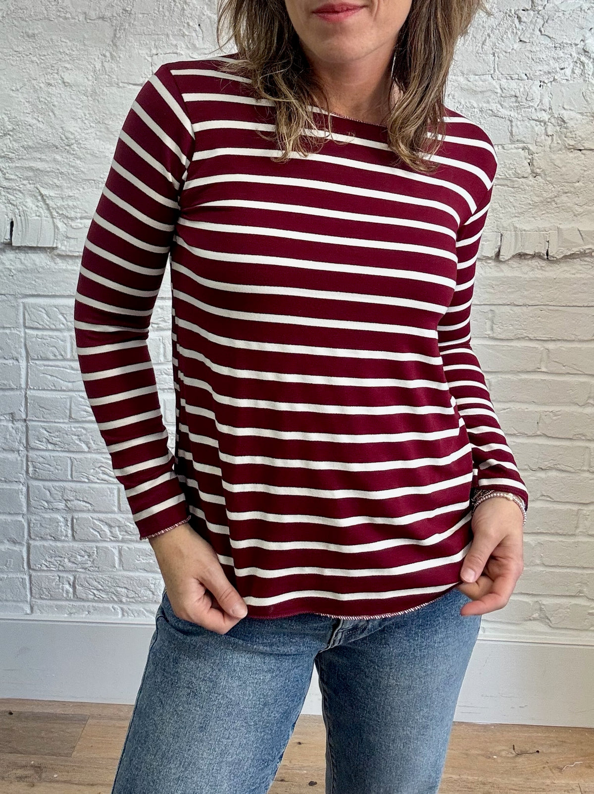 Striped Long Sleeve Cotton Tee