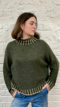 Funnel Neck Contrast Stitch Jumper