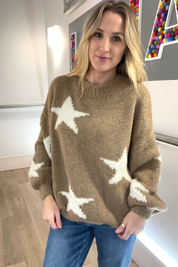 Chunky Contrast Star Jumper