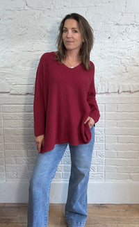 Übergroßer Pullover mit V-Ausschnitt