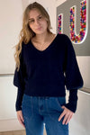 Jersey con cuello en V y manga globo