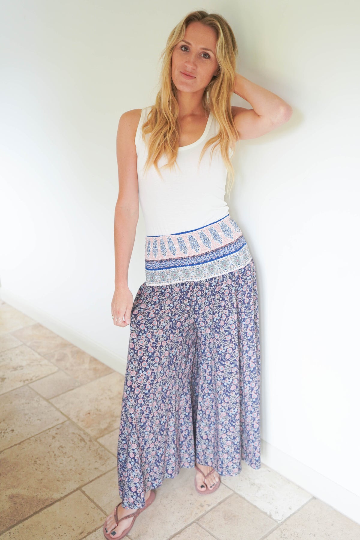 Ditzy Floral Print  Wide Leg Trousers