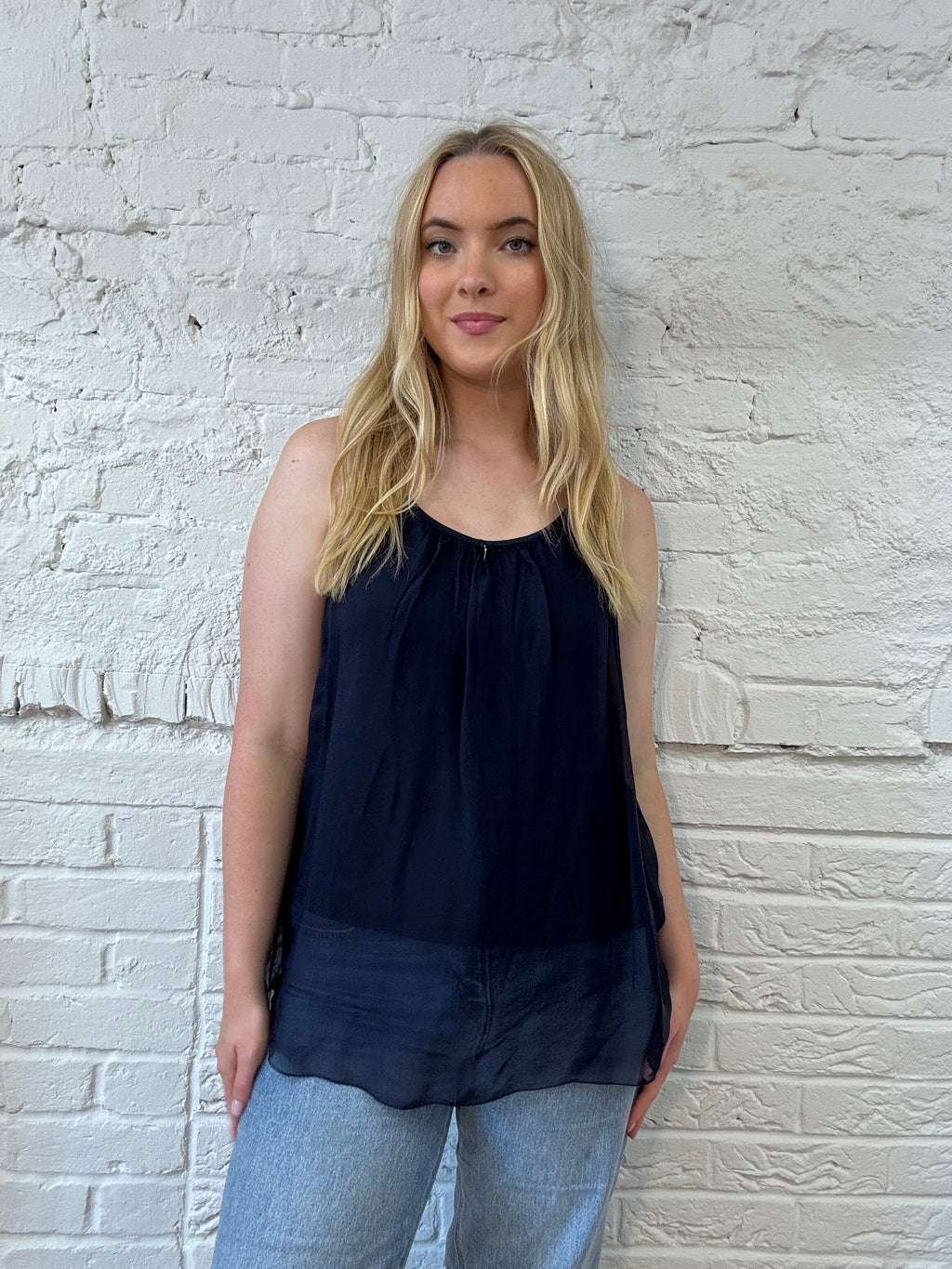 Silk Vest Top with Silver Heart Charm
