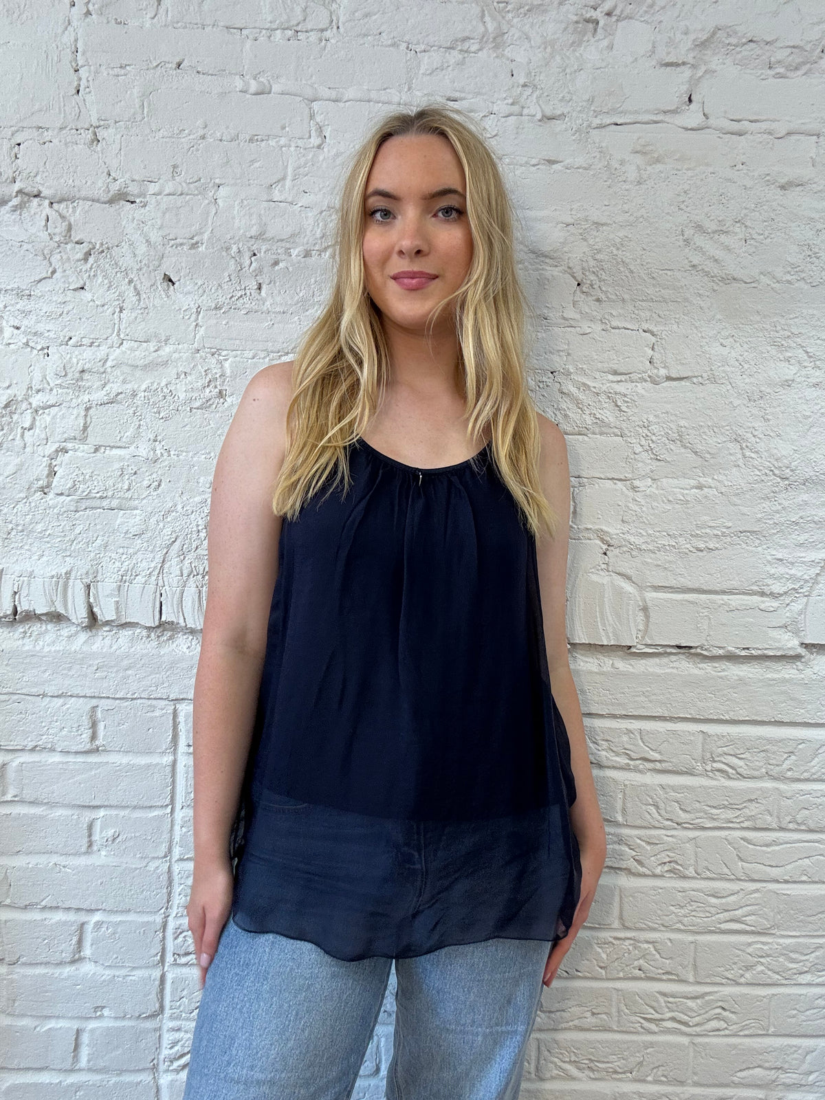 Silk Vest Top with Silver Heart Charm