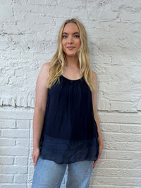 Silk Vest Top with Silver Heart Charm