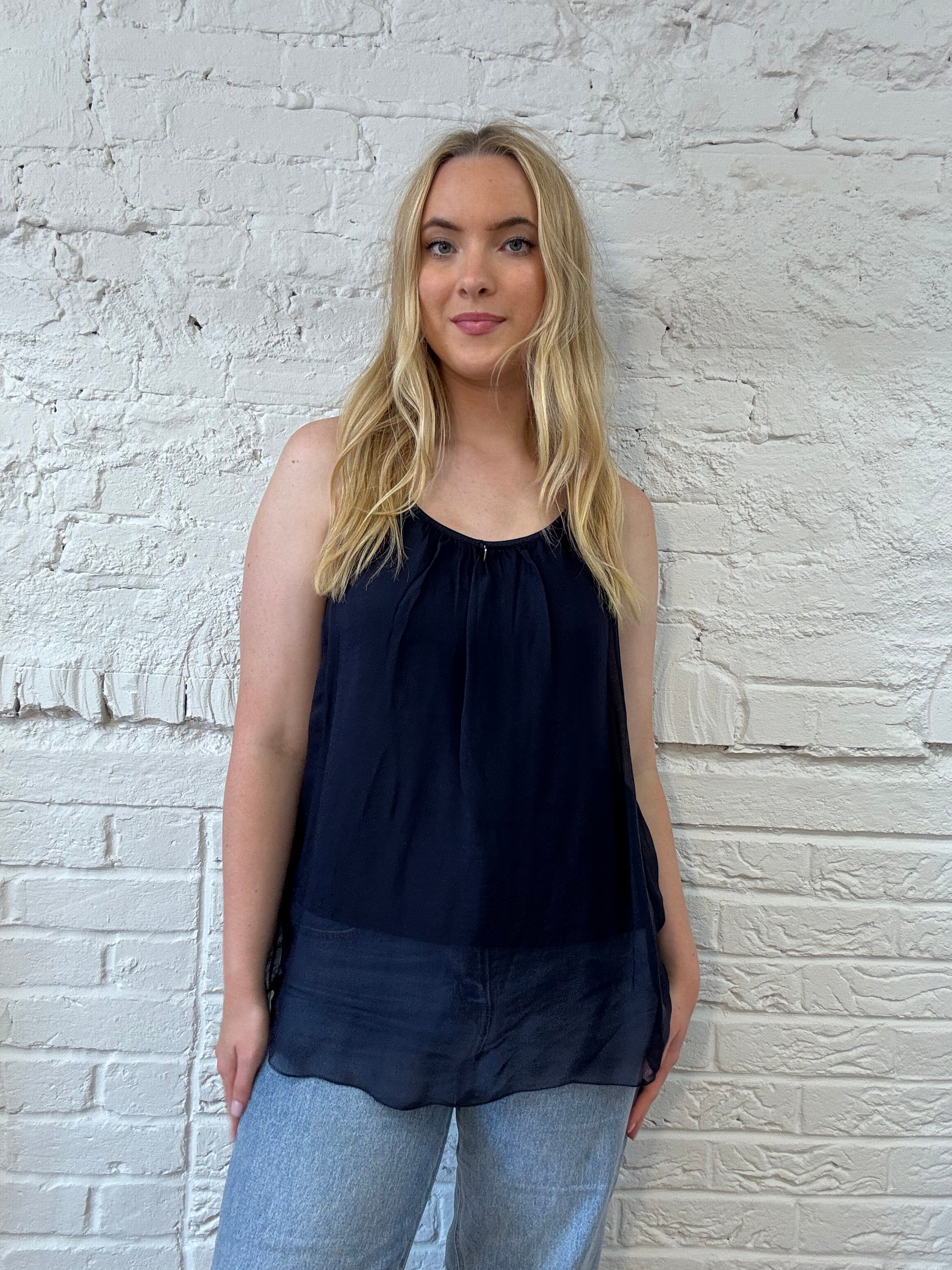 Silk Vest Top with Silver Heart Charm
