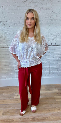 Pleated Tie Waist Trouser