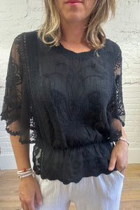 Embroidered Angel Sleeve Top