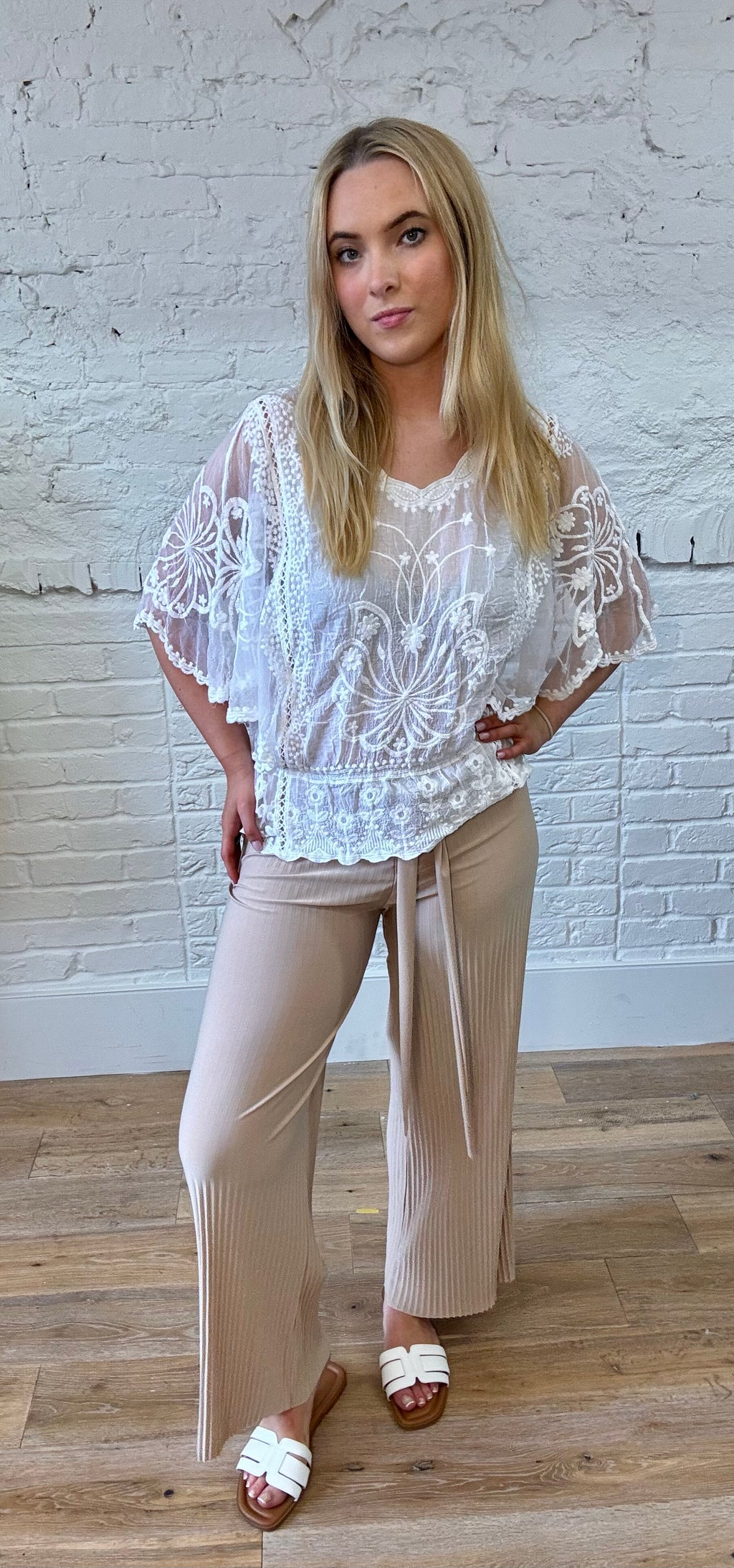 Pleated Tie Waist Trouser
