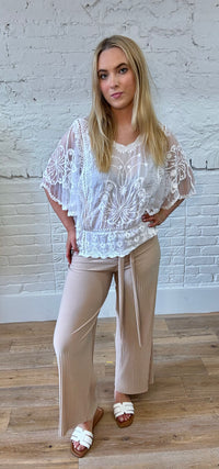 Pleated Tie Waist Trouser