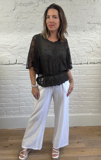 Embroidered Angel Sleeve Top