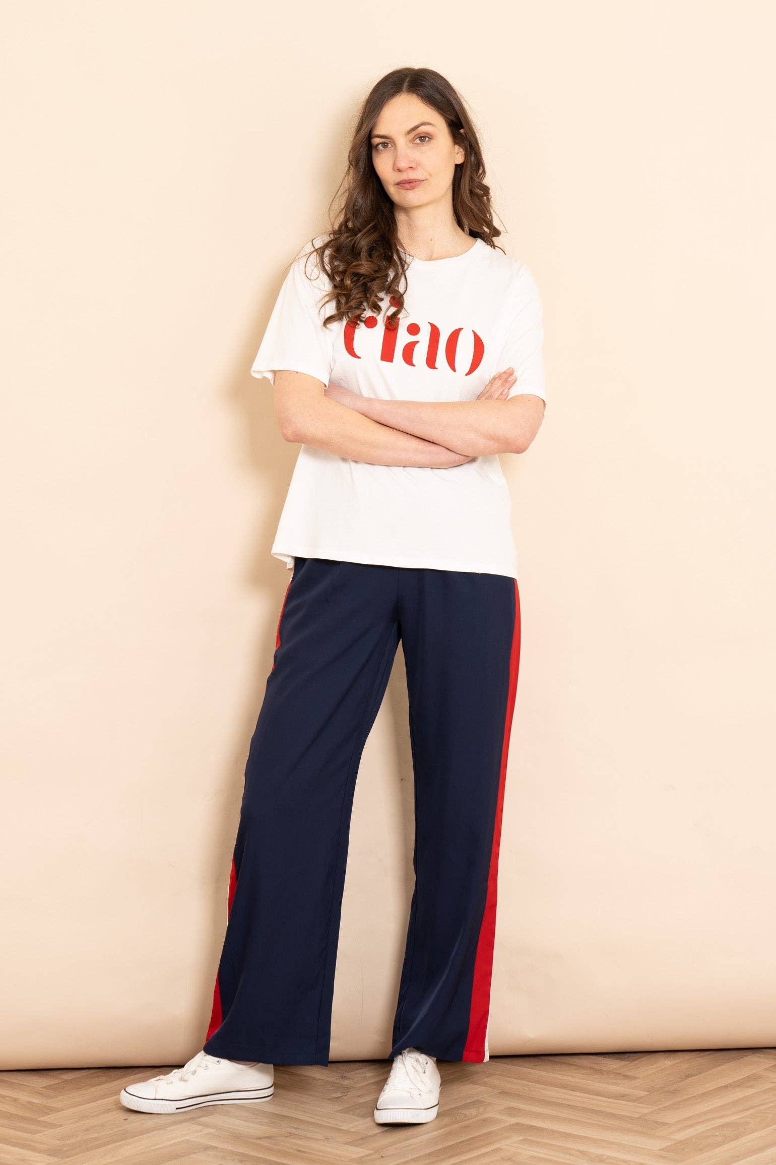 Double Stripe Wide Leg Trousers